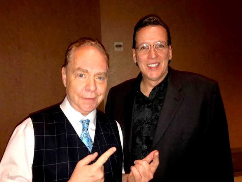 Back stage at The Penn & Teller Theater with Teller, Las Vegas