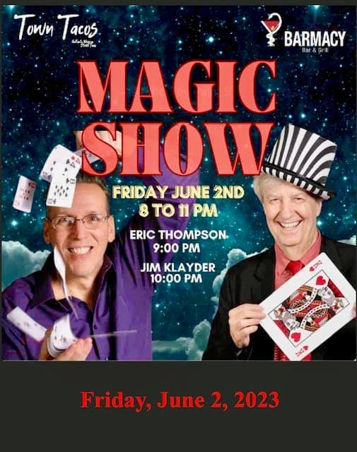 Eric Thompson brings his signature blend of comedy and magic to an exciting evening show, delighting audiences with his warm stage presence and masterful sleight of hand.