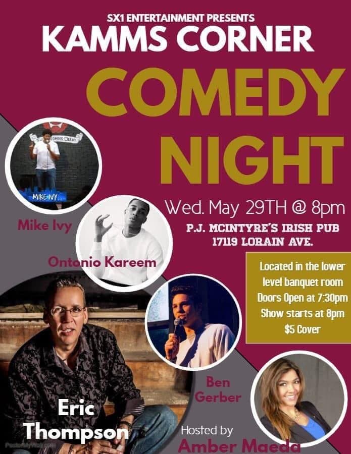 Eric Thompson takes center stage at Kamms Corner Comedy Night, bringing his signature warmth and humor to this intimate venue showcase featuring a stellar lineup of comedic talent.