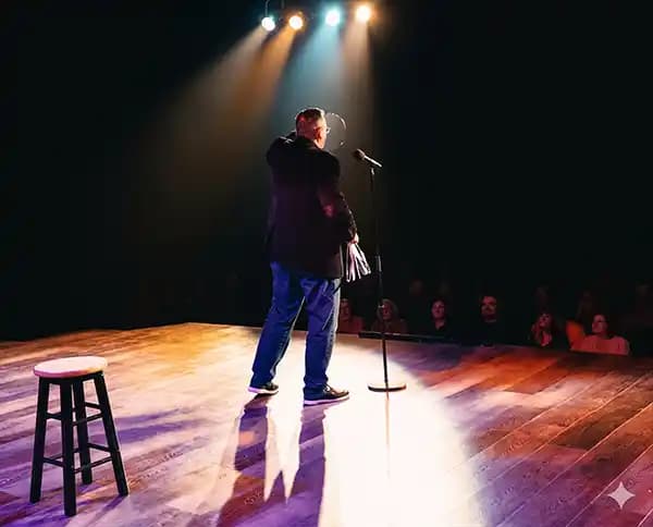 Eric Thompson on stage during four decades of performing